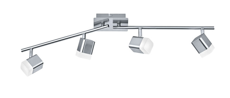 LED Deckenlampe mit 4 Spots Roubaix nickelfarbig 78x9cm 14,5cm Metall Acryl verstellbar Strahler