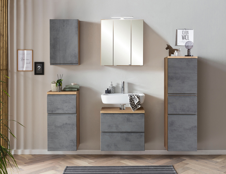 Spiegelschrank Gent weiß/braun B/H/T 60x64x20 cm