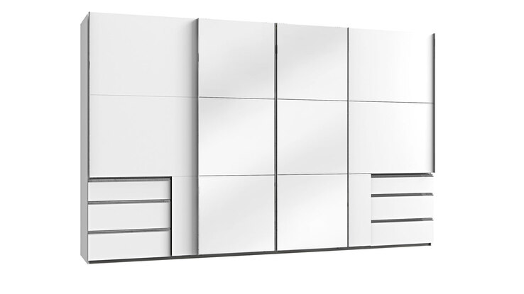 Schwebetürenschrank Level 36 A Syncro-Technik 350 x 216 cm weiß/ Spiegel
