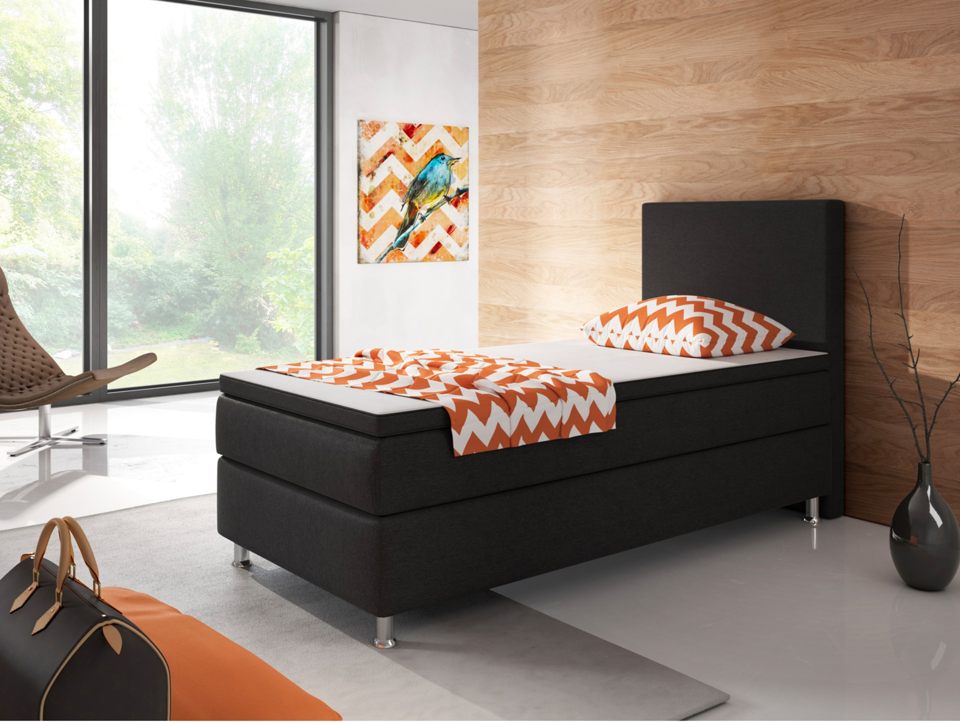 Boxspringbett Berlin 90 x 200 cm schwarz