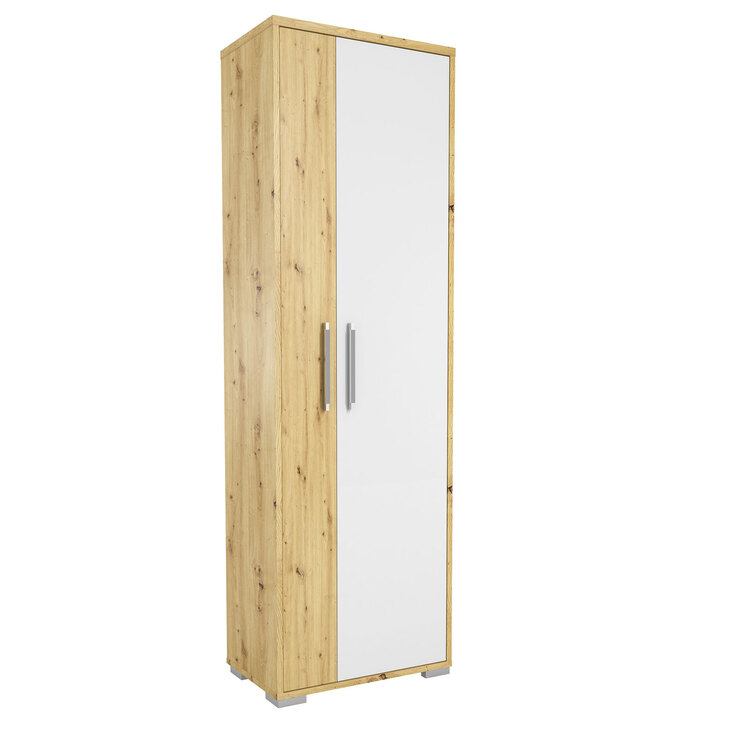 Garderobenschrank Vendo 60,3x192,8x38,5 cm Weiß hochgl./Asteiche