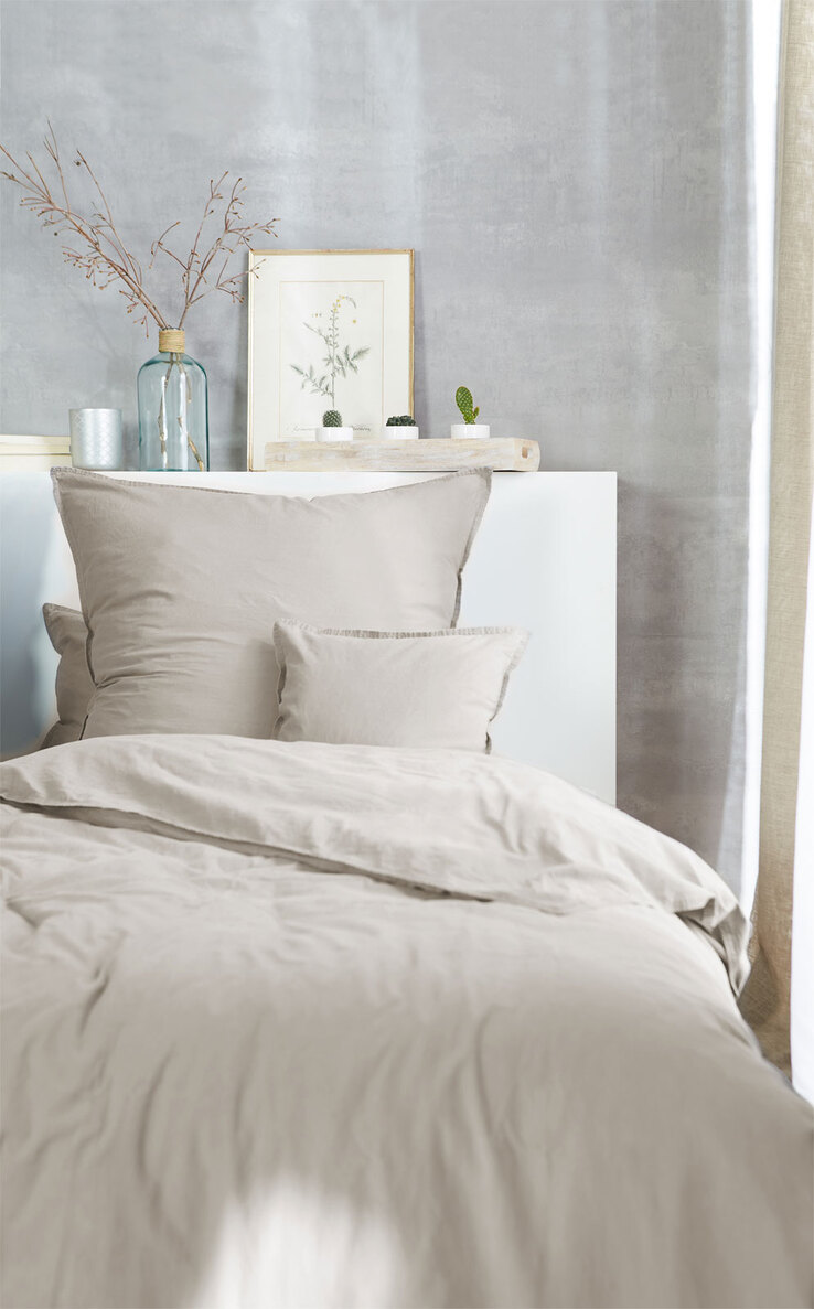 Hahn Renforcé-Bettwäsche Stonewashed 155 x 220 cm leinen