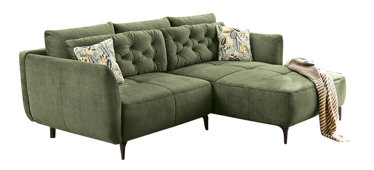 Ecksofa Salo Stoffbezug Dunkelgrün 251x92x186 cm