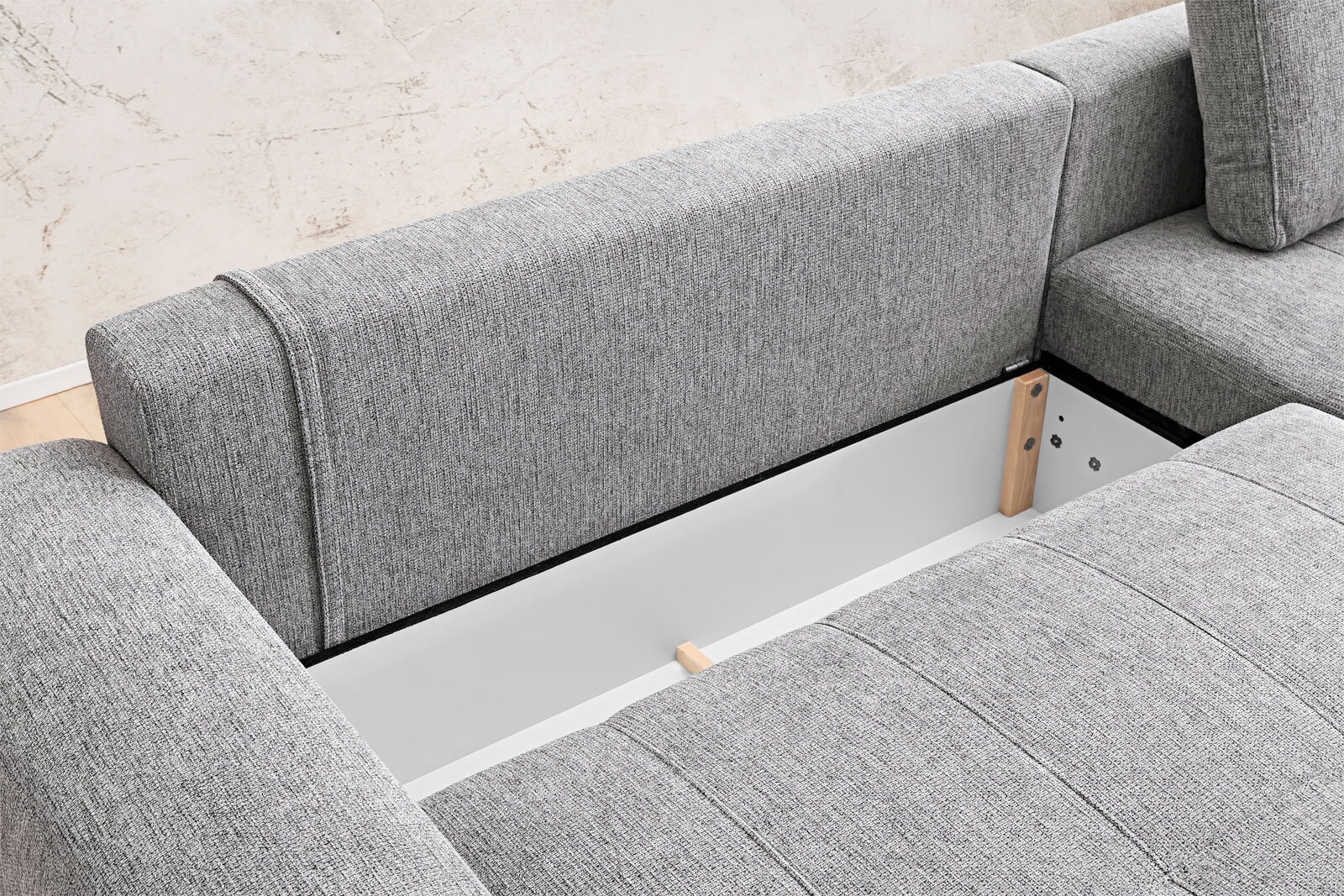 Ecksofa Freddy de Luxe 269 x 179 cm / 179 x 269 cm stone