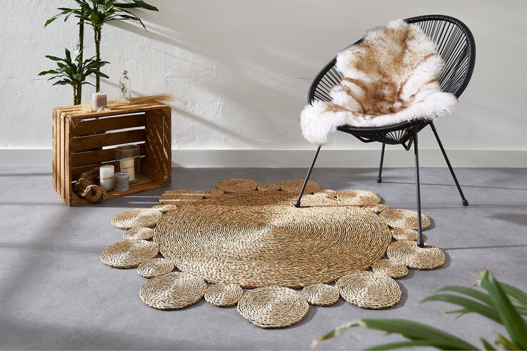 Teppich Kalahari rund 130 cm Natur