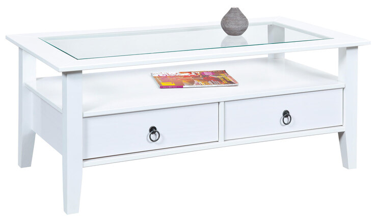 Couchtisch Max Massivholz Kiefer weiß 115 x 45 x 60 cm