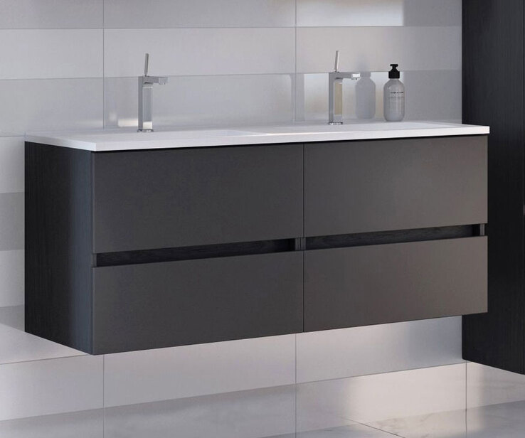 Waschtisch Baabe 120 x 56 cm grau / graphit NB matt