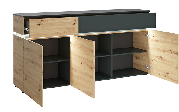 Sideboard Luci Eiche Artisan Nachbildung/Grau 180,5 x 90 x 40 cm