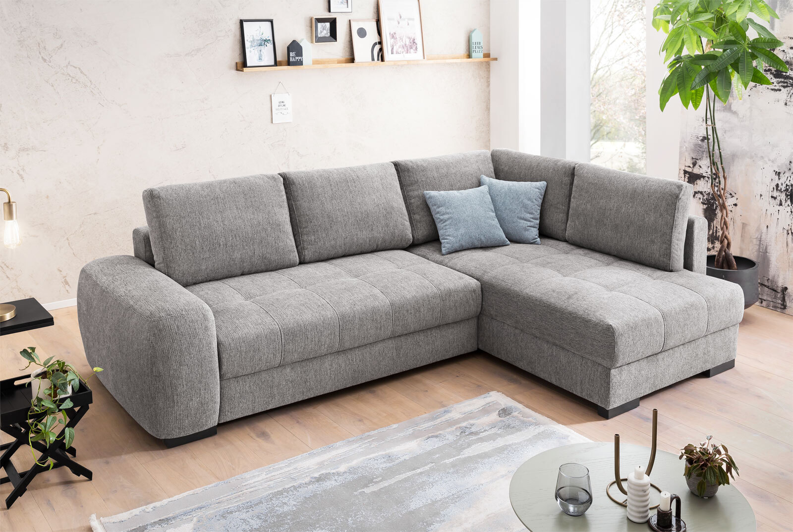 Ecksofa Freddy de Luxe 269 x 179 cm / 179 x 269 cm stone