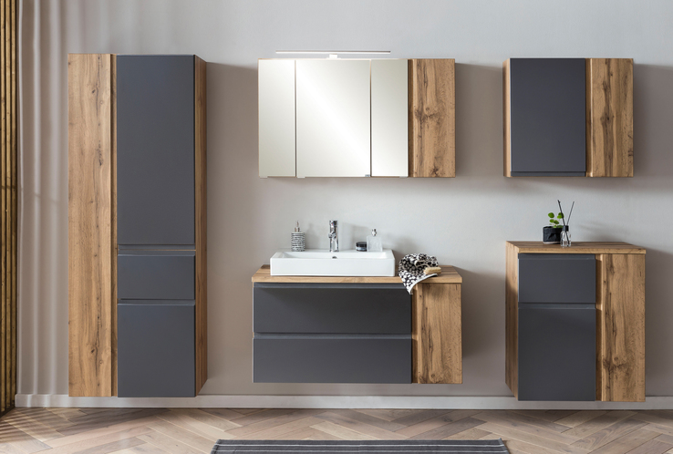 Spiegelschrank Gent braun 3-türig B/H/T 105x64x20 cm