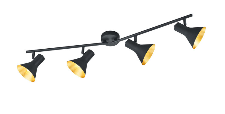 Retrofit Deckenlampe mit 4 Spots Nina 84x21x11cm schwarz /goldfarbig Metall