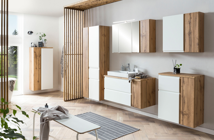 Spiegelschrank Gent braun 3-türig B/H/T 105x64x20 cm
