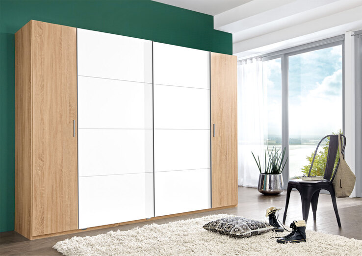Schrankprogramm Lotto Eiche Weiß Nachbildung ca. 270 x 210 x 65 cm