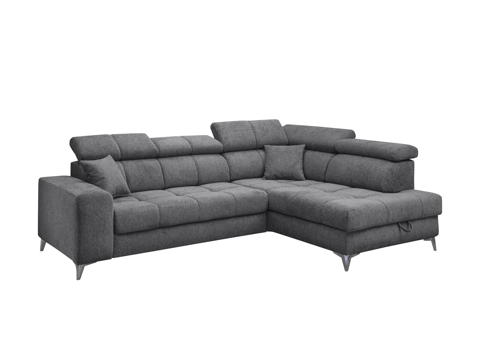 Ecksofa Sydney 282x86-105x198 grau Garnitur inkl. Kissen