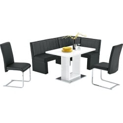 Eckbank 170 x 130 cm, Tisch 110 x 76 cm, 2 Stühle