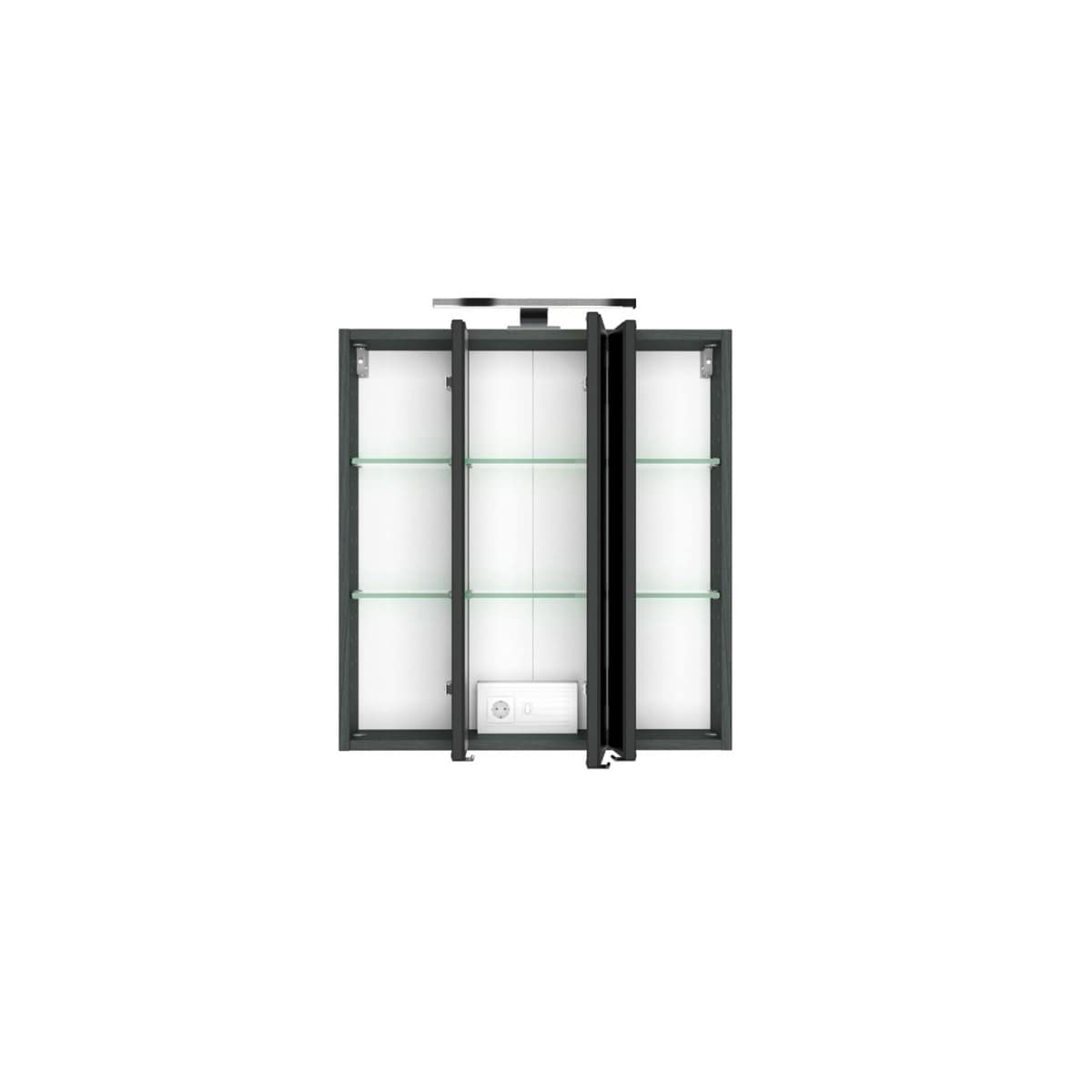 Spiegelschrank Baabe 60 x 66 cm grau / graphit LED Beleuchtung | Möbel Boss