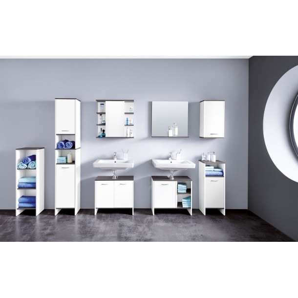 Waschbeckenunterschrank California Weiß/Rauchsilber Nachbildung ca. 28 55 60 x | cm x Boss Möbel