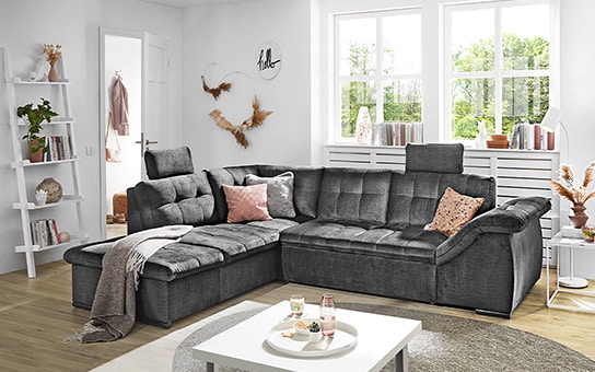 Wohnzimmermöbel + Sofa NEU mit Liegefunktion und Becherhalter