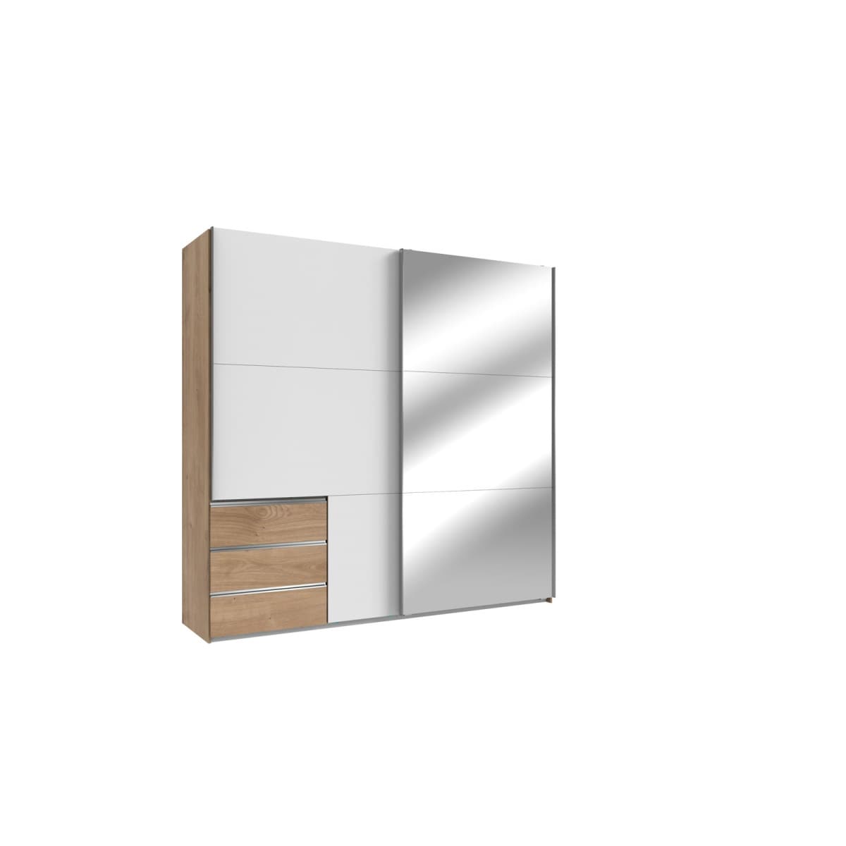 Schwebetürenschrank Level 36 Plankeneiche Nachbildung Weiß 250 x 236 x 65  cm | Möbel Boss