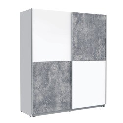 Schwebetürenschrank Puls Weiß/Beton Nachbildung ca. 170 x 195 x 60 cm