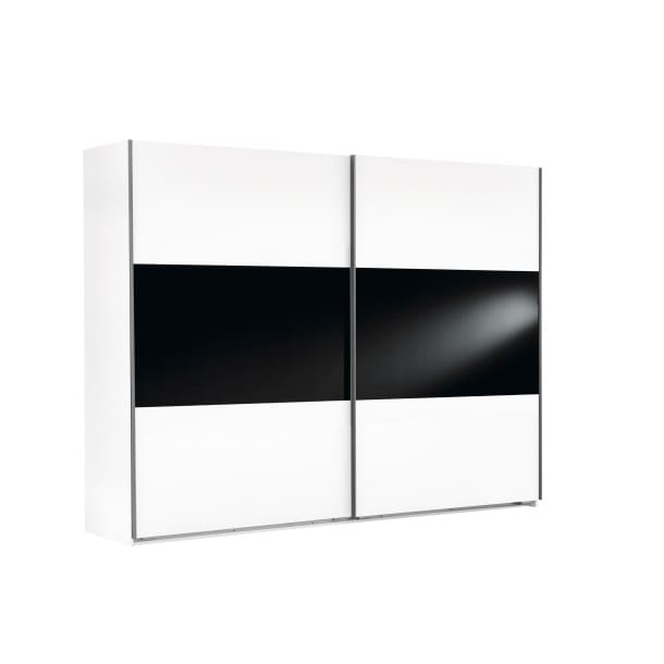 Schwebetürenschrank Weiß/Schwarz Nachbildung ca. 270 x 236 x 65 cm