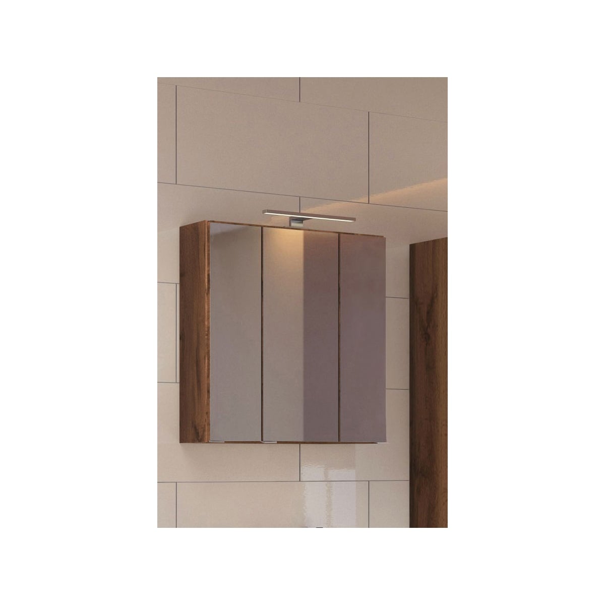 Spiegelschrank Baabe Wotan | Eiche x 60 Boss Beleuchtung LED braun / 66 NB cm Möbel