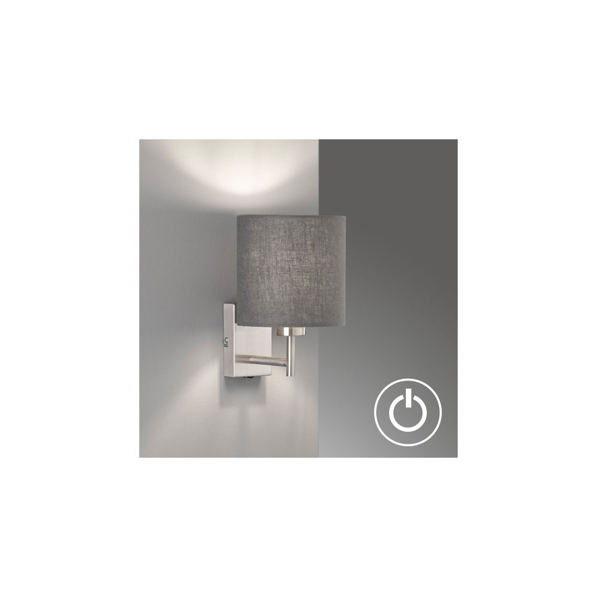 Fischer & Honsel Wandleuchte Dream 1x E27 max. 40,0 W exkl.Leuchtmittel ,  matt, nickelfarben-Stoffschirm-grau-Leinen | Möbel Boss