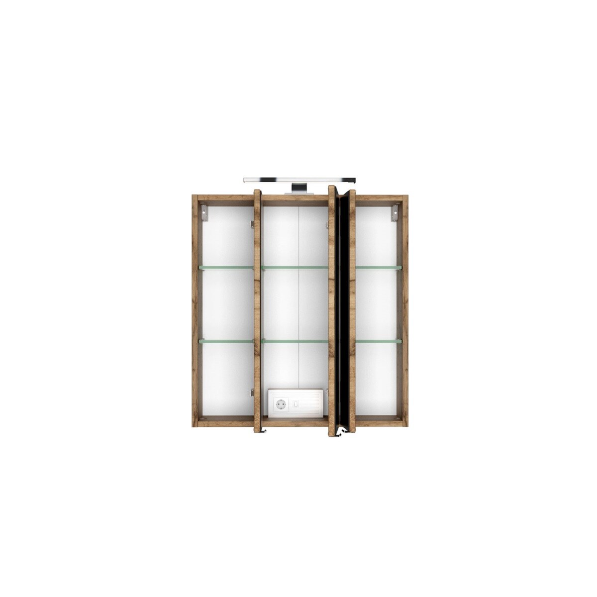 Spiegelschrank Baabe 60 x 66 cm braun Wotan Eiche NB / LED Beleuchtung |  Möbel Boss