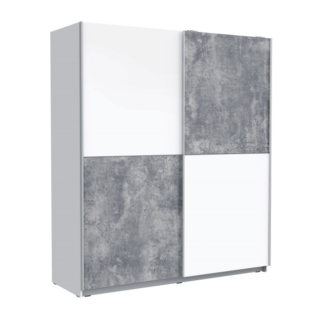 Schwebetürenschrank Puls Weiß/Beton Nachbildung ca. 170 x 195 x 60 cm