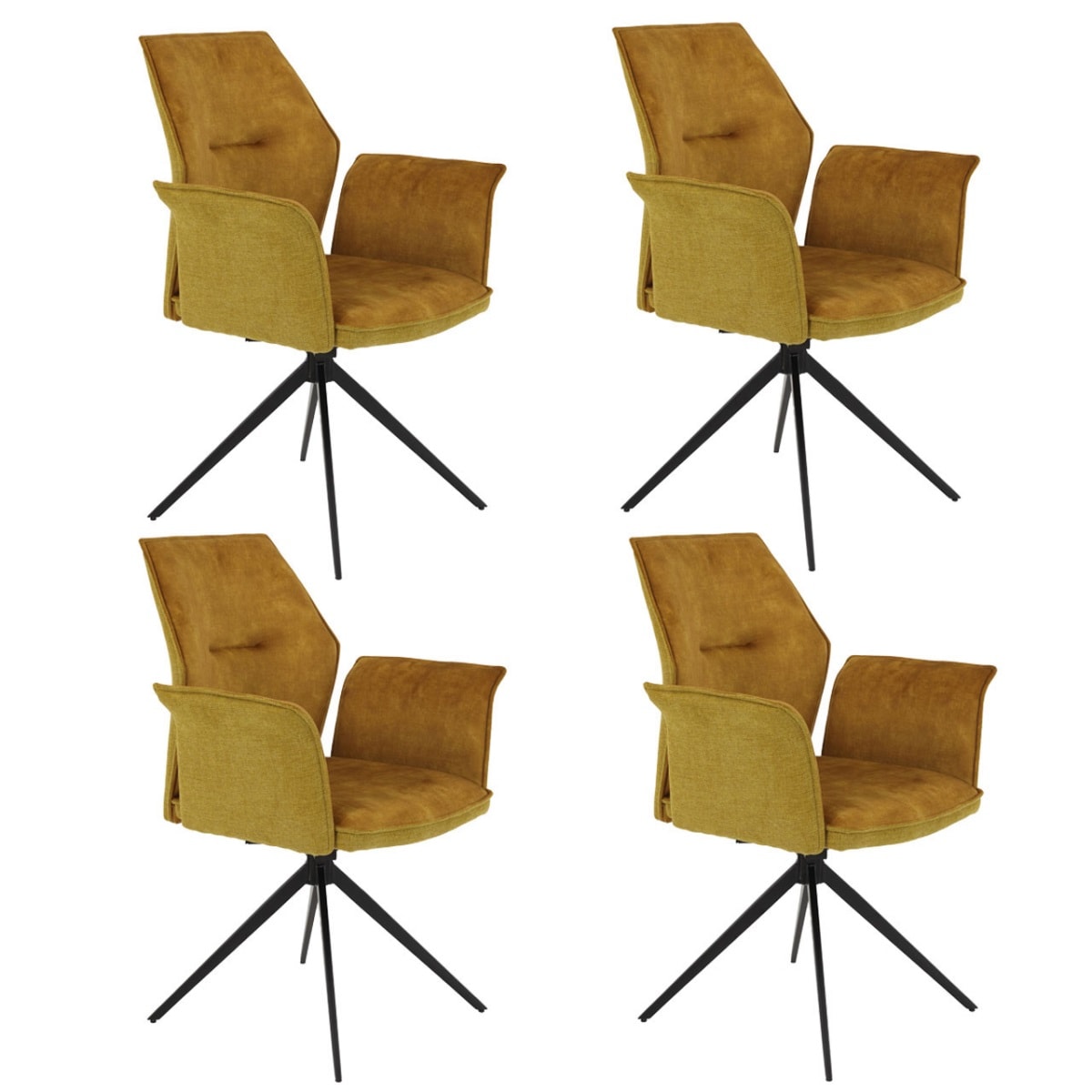 mit | Webstoff/Vintage Stuhl Möbel Set, Boss Velvet Armlehnen Gold, 65x92x64cm 4er Susanne