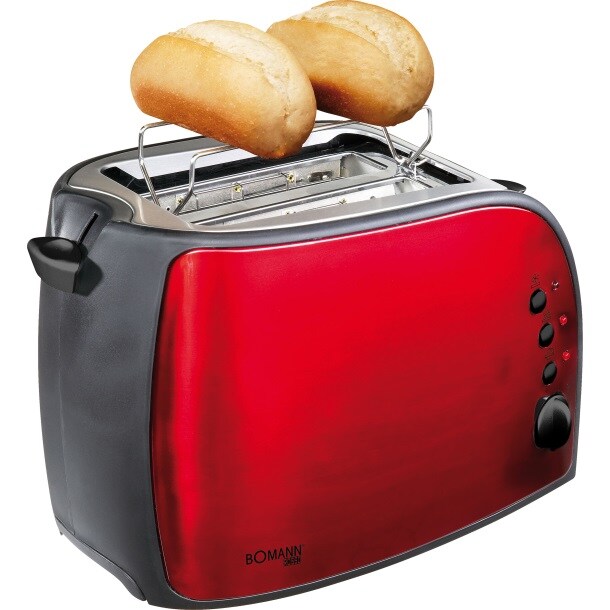 Toaster Edelstahl Bomann Rot / Schwarz